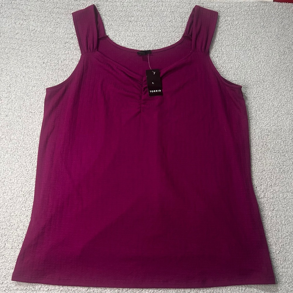 Torrid Tank Top Sweetheart Ribbed 3X Plum Purple Plus Size Boho Chic Basic